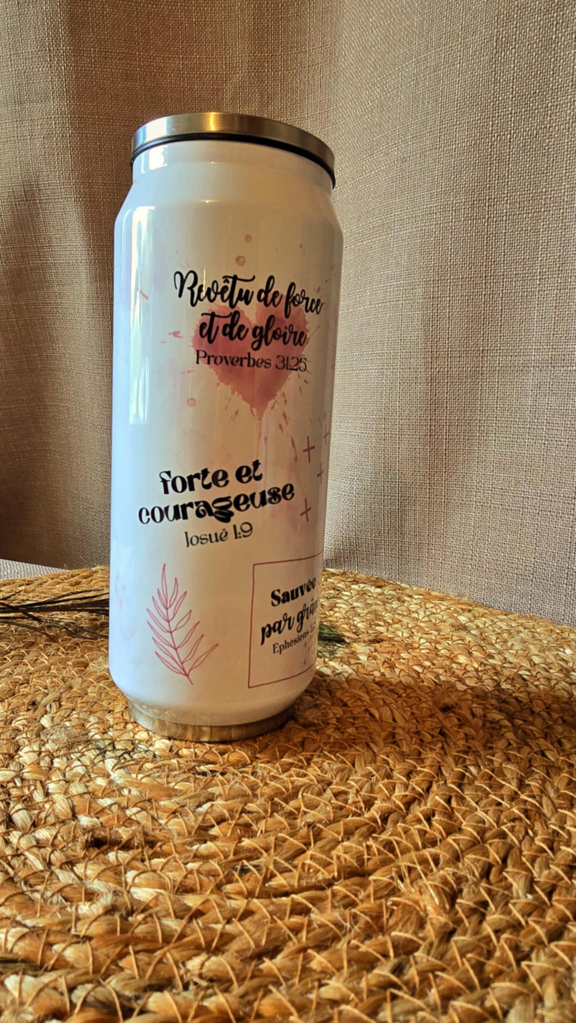 Canette thermos chrétienne personnalisable – 750 ml – Versets bibliques inspirants
