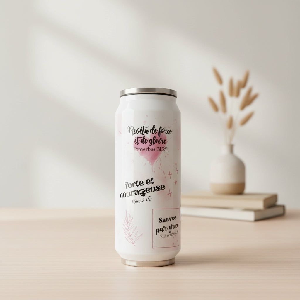 Canette thermos chrétienne – 500 ml – Versets bibliques inspirants