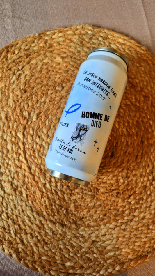 Canette thermos chrétienne personnalisable – 750 ml – Versets bibliques inspirants