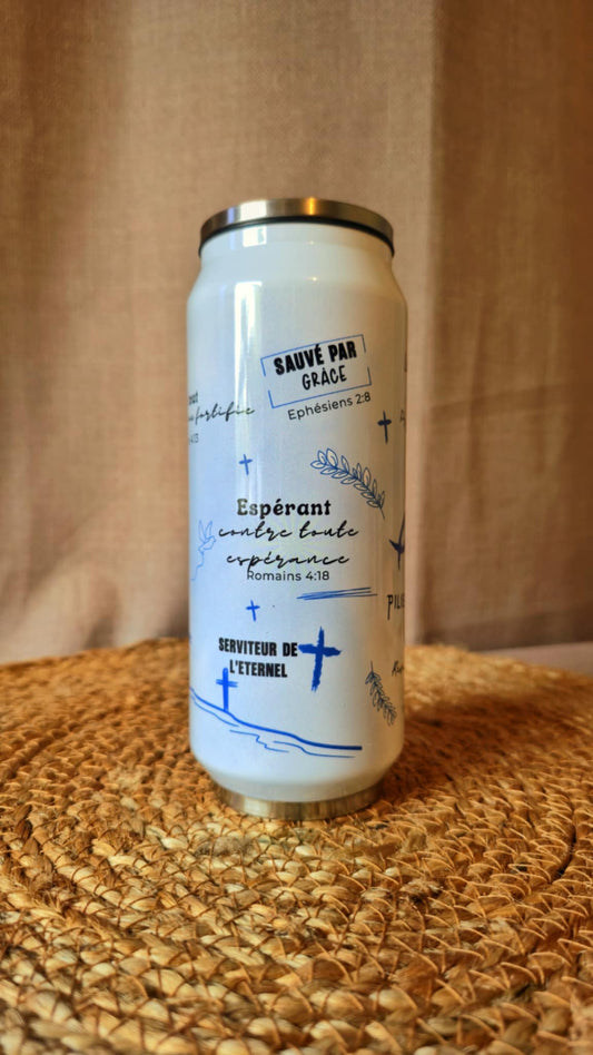 Canette thermos chrétienne personnalisable – 750 ml – Versets bibliques inspirants